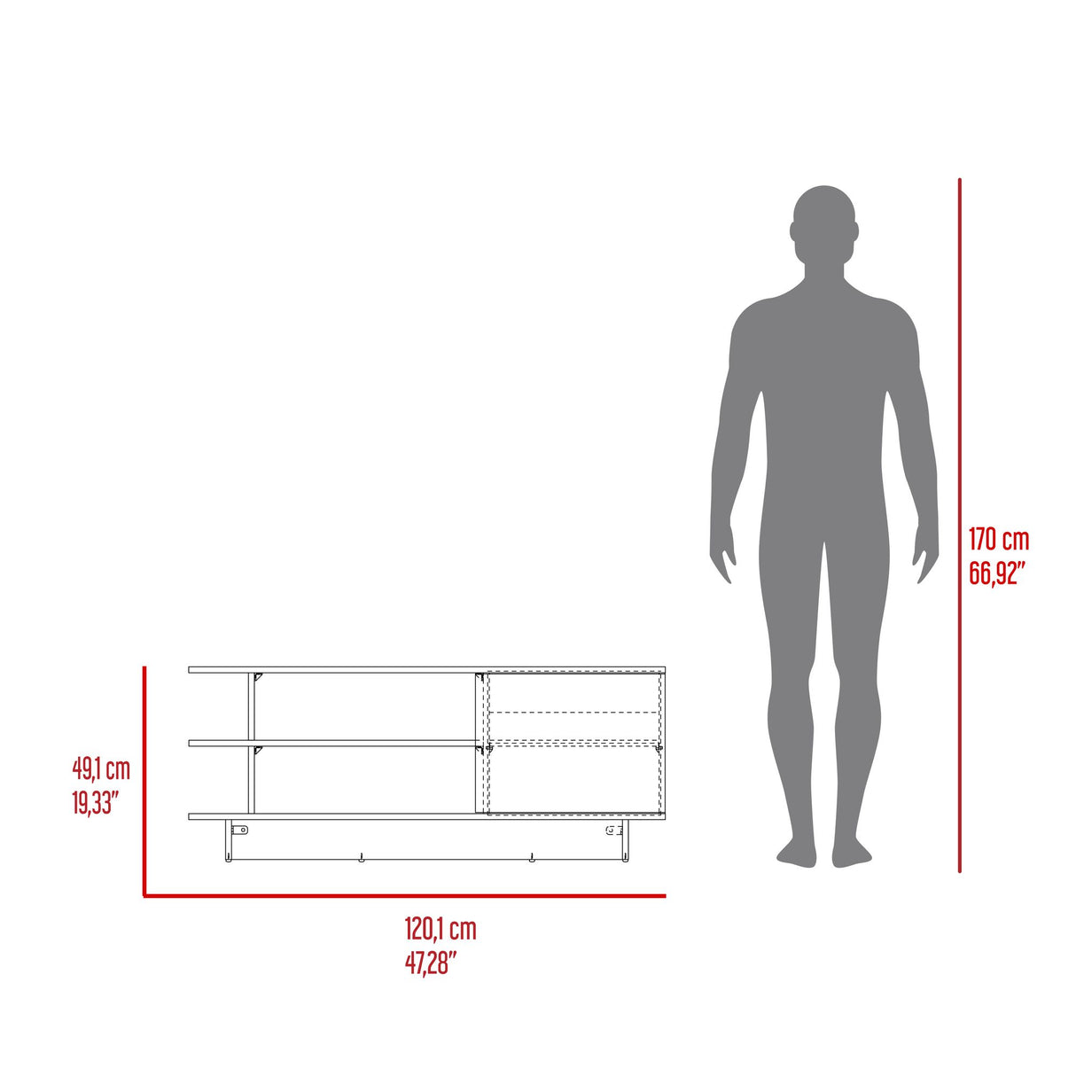 Rack de TV Bilbao Fresno Europeo 120.1x49.2cm Para TV Hasta 50 Pulgadas - MUEBLES DE TV | Bylmo