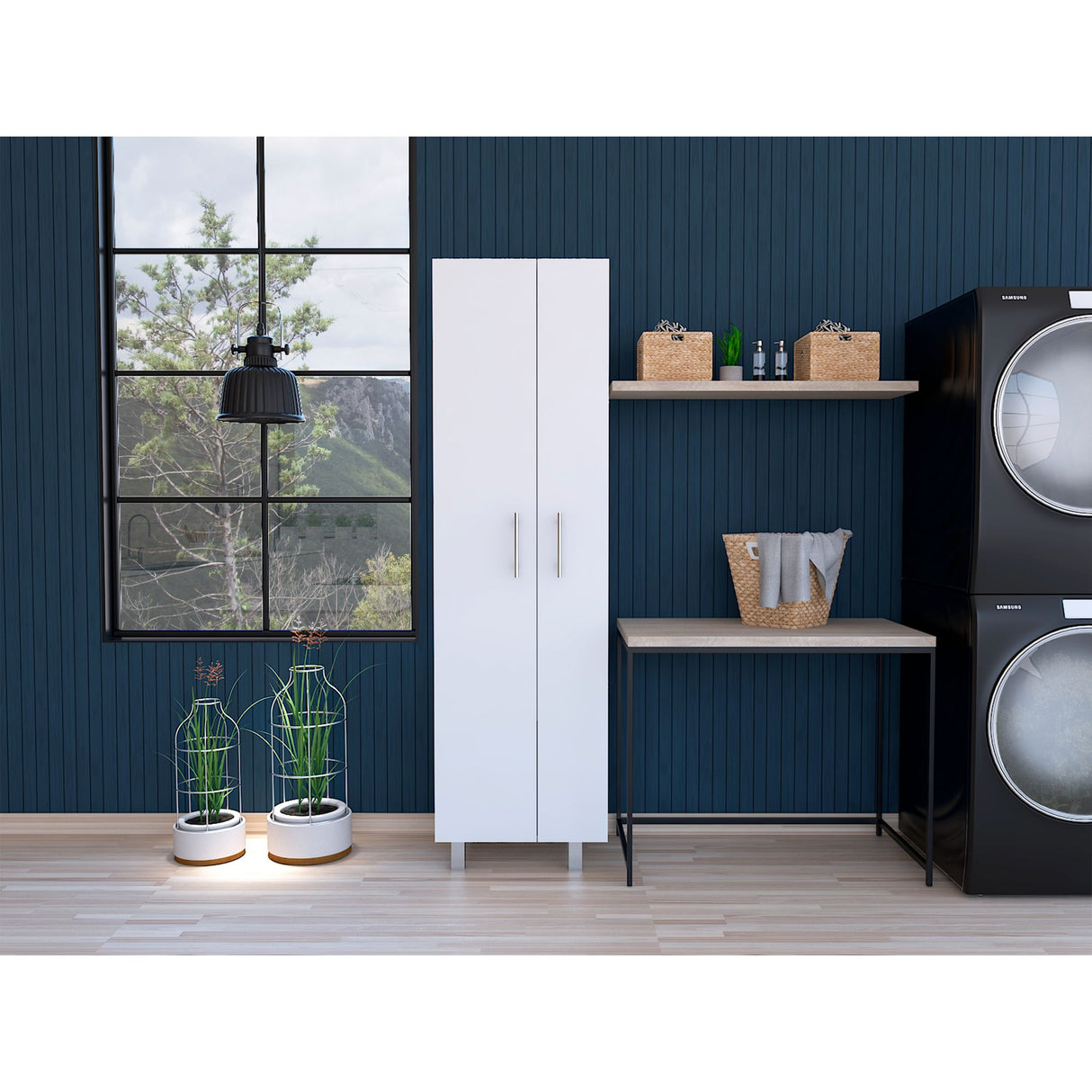 Organizador de Aseo Nala Blanco 51.2x181.2cm con Puerta Batible y con Patas - MUEBLES DE ASEO Y ROPAS | Bylmo