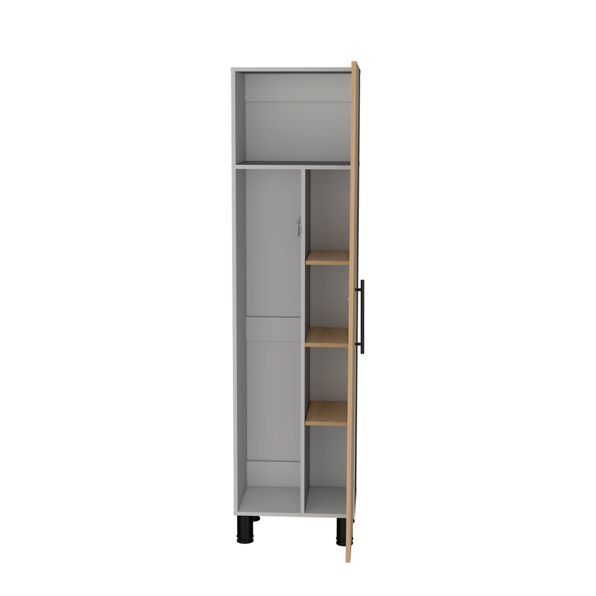 Organizador de Aseo Rayle Fresno Europeo y Blanco 48x182cm con Puerta Batible y con Patas - MUEBLES DE ASEO Y ROPAS | Bylmo