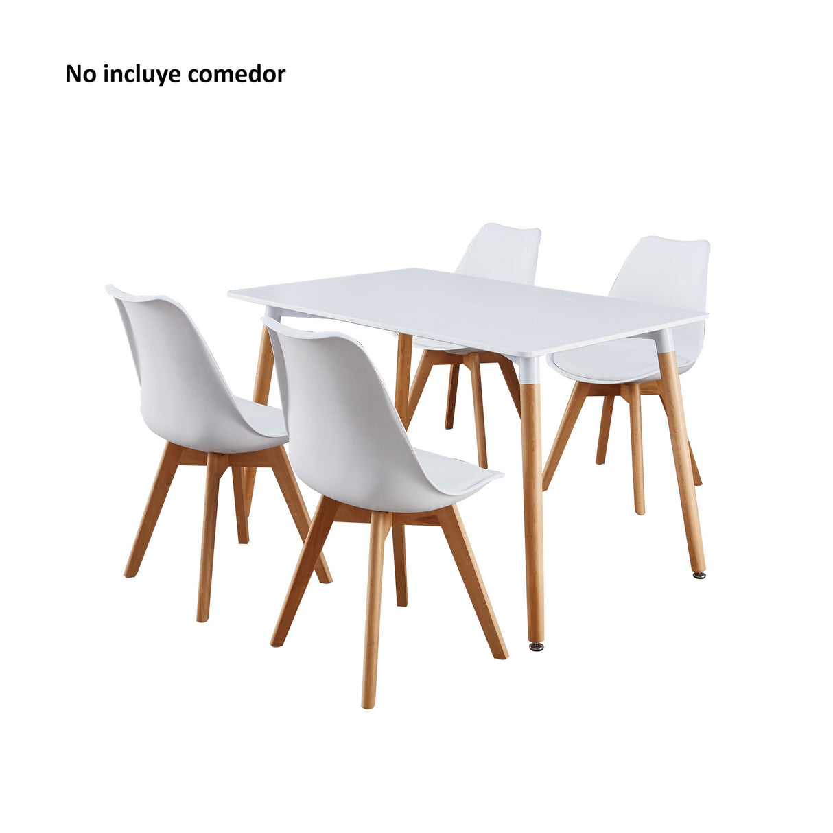 Kit x 4 Sillas Comedor BM - 053 - L Blanco y Cafe Claro 49.5x84cm con Espaldar - SILLAS Y BUTACOS | Bylmo
