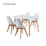 Kit x 4 Sillas Comedor BM - 053 - L Blanco y Cafe Claro 49.5x84cm con Espaldar - SILLAS Y BUTACOS | Bylmo