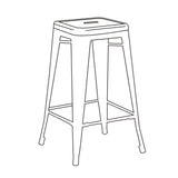 Set x 2 Sillas Bar Milano Blanco 42x76cm con Reposapiés - SILLAS Y BUTACOS | Bylmo