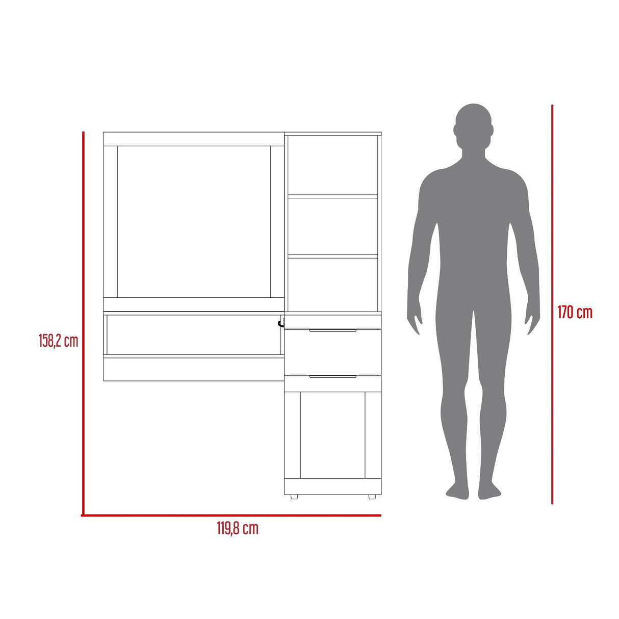 Tocador Montown Nogal 119.8x158.2cm con Espejo y Un Cajón - TOCADORES | Bylmo