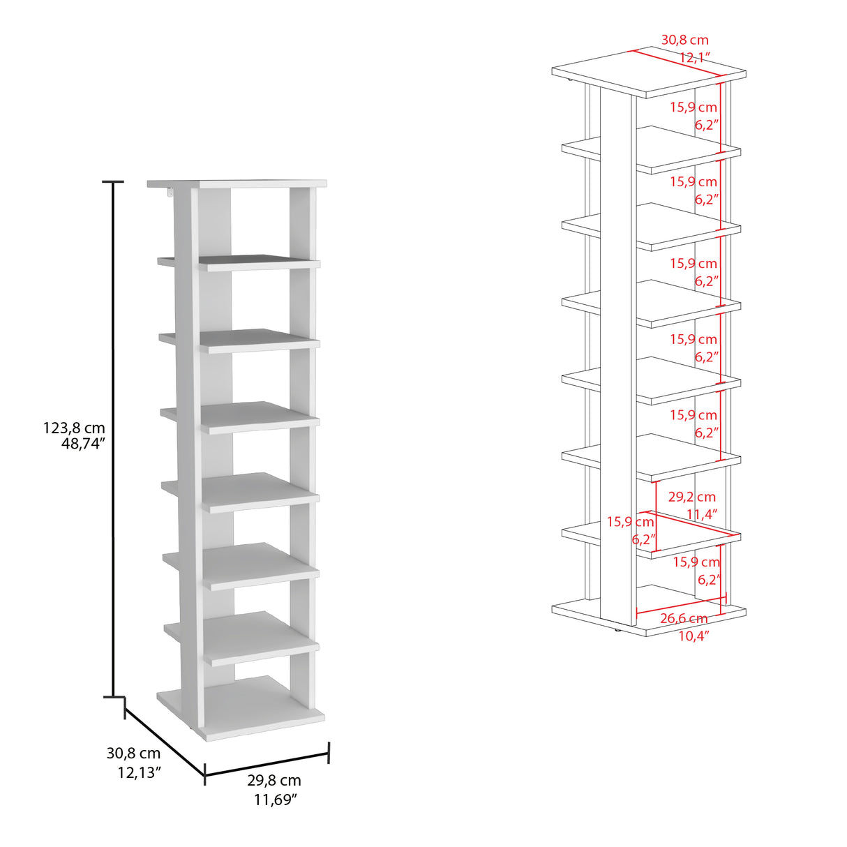 Zapatero Odesto Blanco 29.7x123.8cm de Siete Niveles - ZAPATEROS | Bylmo