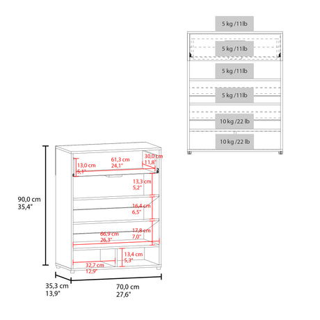 Zapatero Alpine Blanco 70x90cm de Cinco Niveles - ZAPATEROS | Bylmo