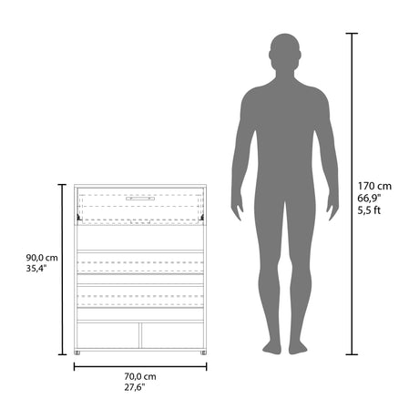 Zapatero Alpine Blanco 70x90cm de Cinco Niveles - ZAPATEROS | Bylmo