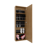Zapatero de Pared Leto Fresno Europeo 47x138cm Flotante de Cinco Niveles con Espejo - ZAPATEROS | Bylmo