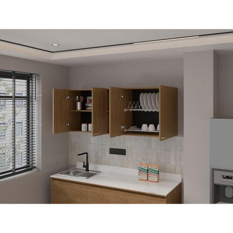 Mueble Superior de Cocina Portofino Fresno Europeo 150x60cm con Locero - MUEBLES SUPERIORES DE COCINA | Bylmo