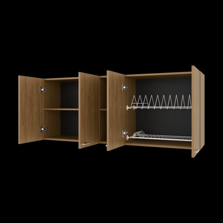 Mueble Superior de Cocina Portofino Fresno Europeo 150x60cm con Locero - MUEBLES SUPERIORES DE COCINA | Bylmo