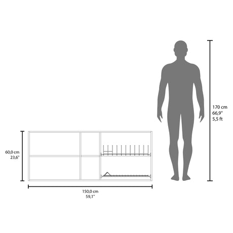 Mueble Superior de Cocina Portofino Fresno Europeo 150x60cm con Locero - MUEBLES SUPERIORES DE COCINA | Bylmo