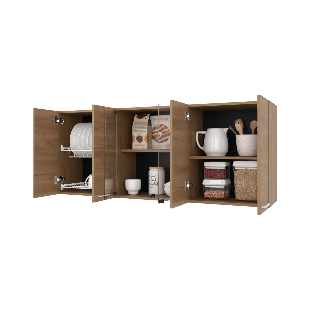 Mueble Superior de Cocina Fresno Europeo 150x60cm con Locero - MUEBLES SUPERIORES DE COCINA | Bylmo