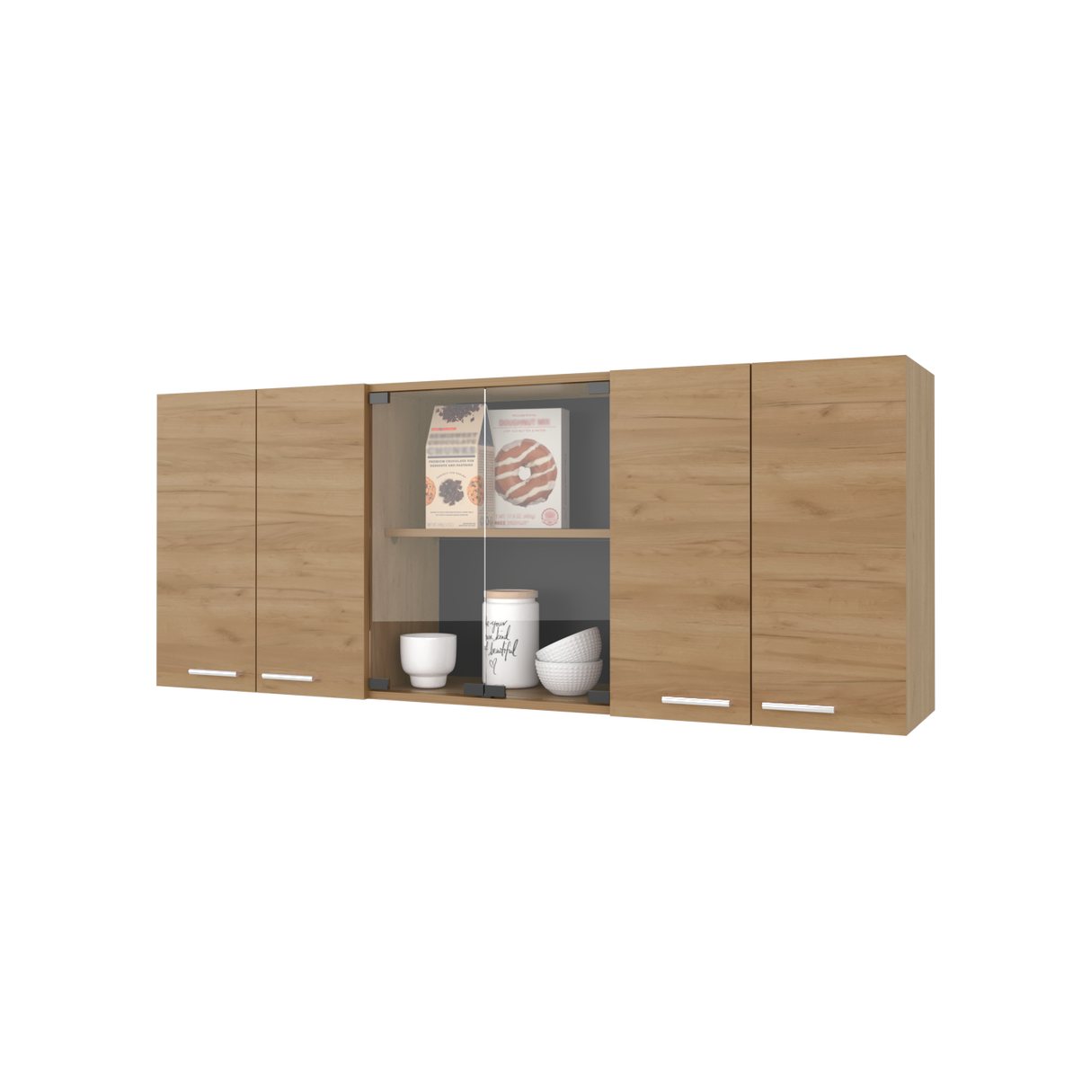 Mueble Superior de Cocina Fresno Europeo 150x60cm con Locero - MUEBLES SUPERIORES DE COCINA | Bylmo