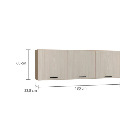 Mueble Superior de Cocina Gante Rovere y Niebla 180x60cm con Locero - MUEBLES SUPERIORES DE COCINA | Bylmo