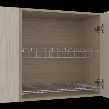 Mueble Superior de Cocina Gante Rovere y Niebla 180x60cm con Locero - MUEBLES SUPERIORES DE COCINA | Bylmo