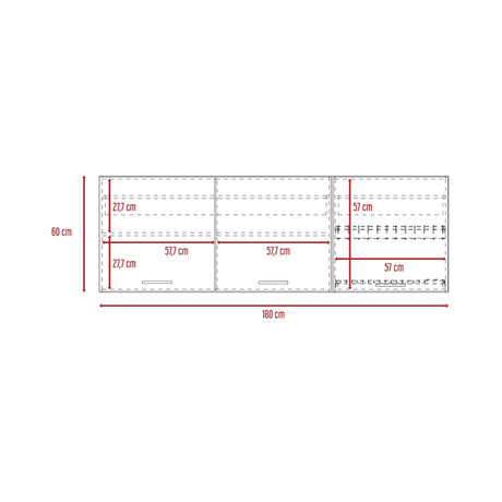 Mueble Superior de Cocina Gante Rovere y Niebla 180x60cm con Locero - MUEBLES SUPERIORES DE COCINA | Bylmo