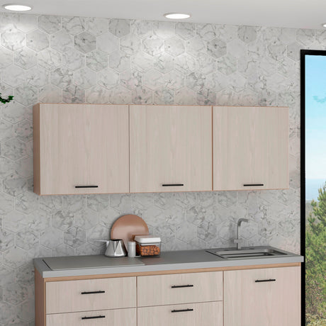 Mueble Superior de Cocina Gante Rovere y Niebla 180x60cm con Locero - MUEBLES SUPERIORES DE COCINA | Bylmo