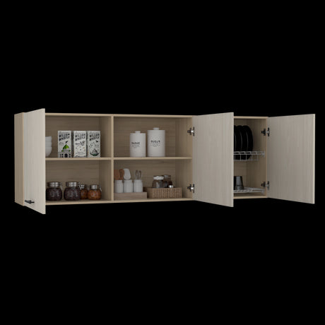 Mueble Superior de Cocina Gante Rovere y Niebla 180x60cm con Locero - MUEBLES SUPERIORES DE COCINA | Bylmo