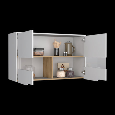 Mueble Superior de Cocina Soler Blanco y Macadamia 100x60cm con Cuatro Puertas - MUEBLES SUPERIORES DE COCINA | Bylmo