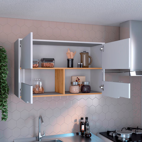 Mueble Superior de Cocina Soler Blanco y Macadamia 100x60cm con Cuatro Puertas - MUEBLES SUPERIORES DE COCINA | Bylmo