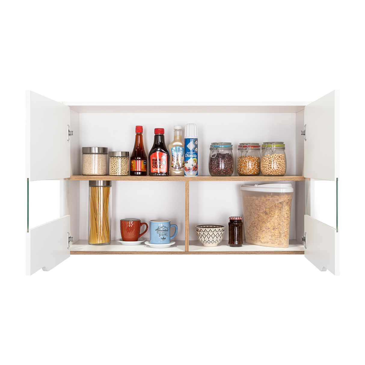 Mueble Superior de Cocina Soler Blanco y Macadamia 100x60cm con Cuatro Puertas - MUEBLES SUPERIORES DE COCINA | Bylmo