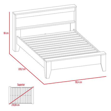 Cama Amat Habano 156.5x95cm para Colchón Doble 140 X 190 Cm con Cabecero y Piecero - CAMAS | Bylmo