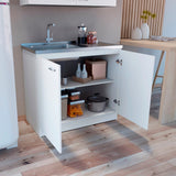 Mueble Inferior de Cocina Napoles Blanco 100x90cm Con Mesón de Acero Inoxidable para Lado Izquierdo y sin Estufa - MUEBLES INFERIORES DE COCINA | Bylmo