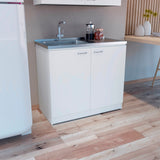 Mueble Inferior de Cocina Napoles Blanco 100x90cm Con Mesón de Acero Inoxidable para Lado Izquierdo y sin Estufa - MUEBLES INFERIORES DE COCINA | Bylmo