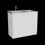 Mueble Inferior de Cocina Napoles Blanco 100x90cm Con Mesón de Acero Inoxidable para Lado Izquierdo y sin Estufa - MUEBLES INFERIORES DE COCINA | Bylmo