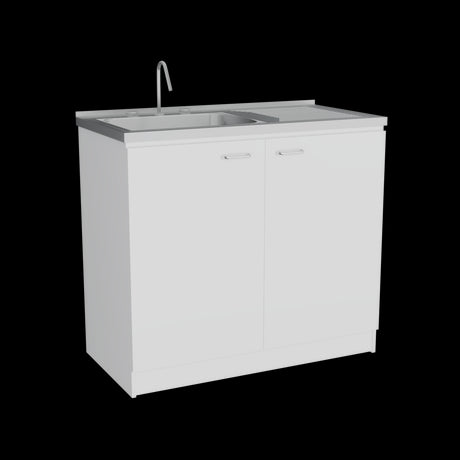 Mueble Inferior de Cocina Napoles Blanco 100x90cm Con Mesón de Acero Inoxidable para Lado Izquierdo y sin Estufa - MUEBLES INFERIORES DE COCINA | Bylmo