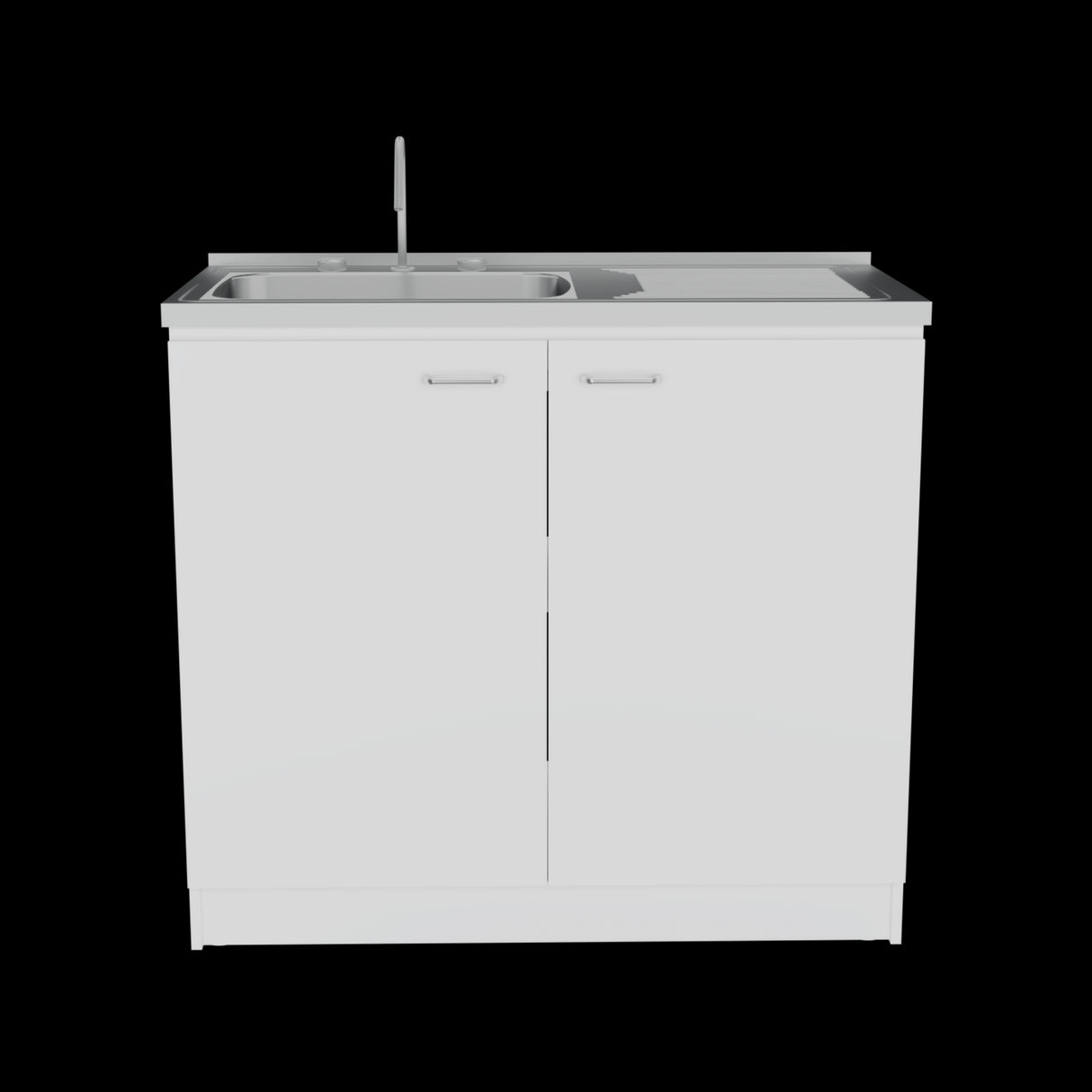 Mueble Inferior de Cocina Napoles Blanco 100x90cm Con Mesón de Acero Inoxidable para Lado Izquierdo y sin Estufa - MUEBLES INFERIORES DE COCINA | Bylmo