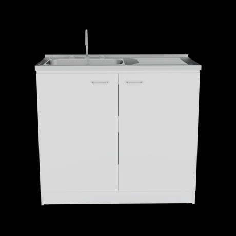 Mueble Inferior de Cocina Napoles Blanco 100x90cm Con Mesón de Acero Inoxidable para Lado Izquierdo y sin Estufa - MUEBLES INFERIORES DE COCINA | Bylmo