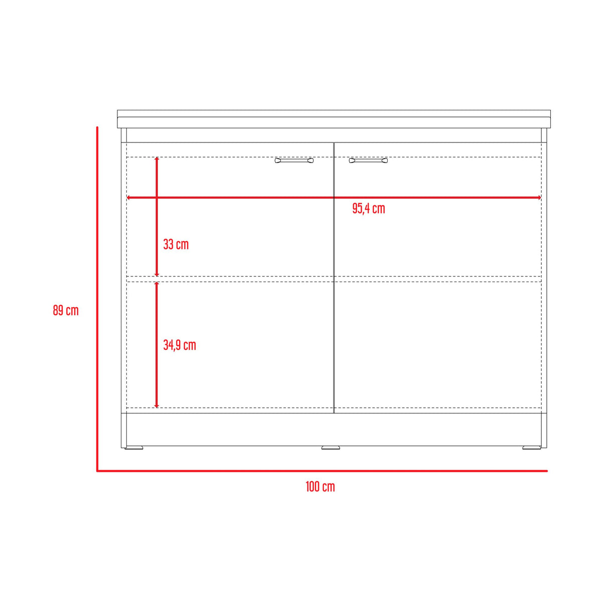Mueble Inferior de Cocina Napoles Blanco 100x90cm Con Mesón de Acero Inoxidable para Lado Izquierdo y sin Estufa - MUEBLES INFERIORES DE COCINA | Bylmo