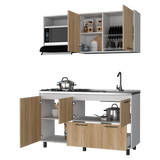 Cocina Pacific Fresno Europeo Y Blanco 150x90cm con Mesón de Acero Inoxidable y sin Pozuelo - COCINAS | Bylmo