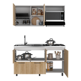 Cocina Pacific Fresno Europeo Y Blanco 150x90cm con Mesón de Acero Inoxidable y sin Pozuelo - COCINAS | Bylmo