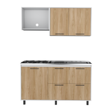 Cocina Pacific Fresno Europeo Y Blanco 150x90cm con Mesón de Acero Inoxidable y sin Pozuelo - COCINAS | Bylmo