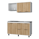 Cocina Pacific Fresno Europeo Y Blanco 150x90cm con Mesón de Acero Inoxidable y sin Pozuelo - COCINAS | Bylmo