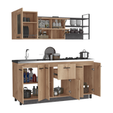 Cocina Carmen Duna Y Onix 180x88cm con Mesón de Acero Inoxidable y con Pozuelo - COCINAS | Bylmo