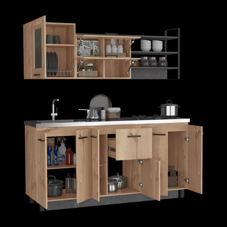 Cocina Carmen Duna Y Onix 180x88cm con Mesón de Acero Inoxidable y con Pozuelo - COCINAS | Bylmo