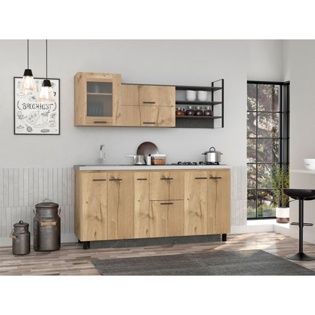 Cocina Carmen Duna Y Onix 180x88cm con Mesón de Acero Inoxidable y con Pozuelo - COCINAS | Bylmo