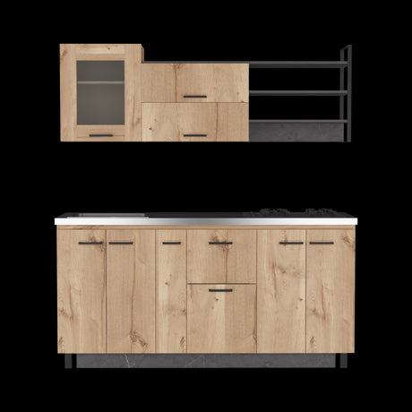 Cocina Carmen Duna Y Onix 180x88cm con Mesón de Acero Inoxidable y con Pozuelo - COCINAS | Bylmo