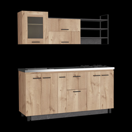 Cocina Carmen Duna Y Onix 180x88cm con Mesón de Acero Inoxidable y con Pozuelo - COCINAS | Bylmo
