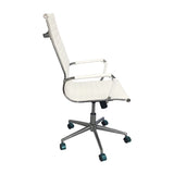 Silla de Oficina Alta Esterilla Blanco 61x46.5cm Reclinable y Giratoria con Ruedas - SILLAS DE OFICINA | Bylmo