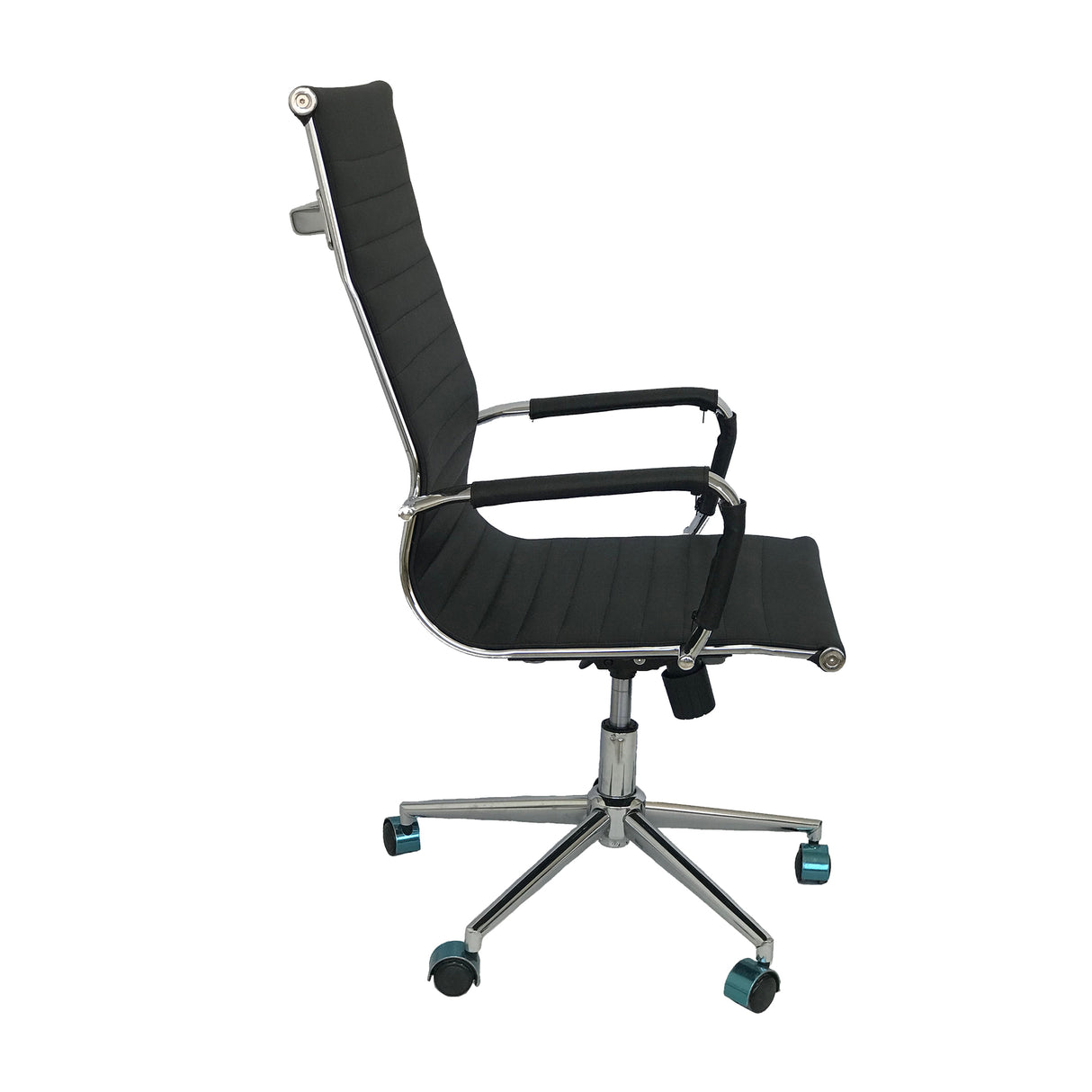 Silla de Oficina Alta Esterilla Negro Cuero Ecológico 61x46.5cm Reclinable y Giratoria con Ruedas - SILLAS DE OFICINA | Bylmo