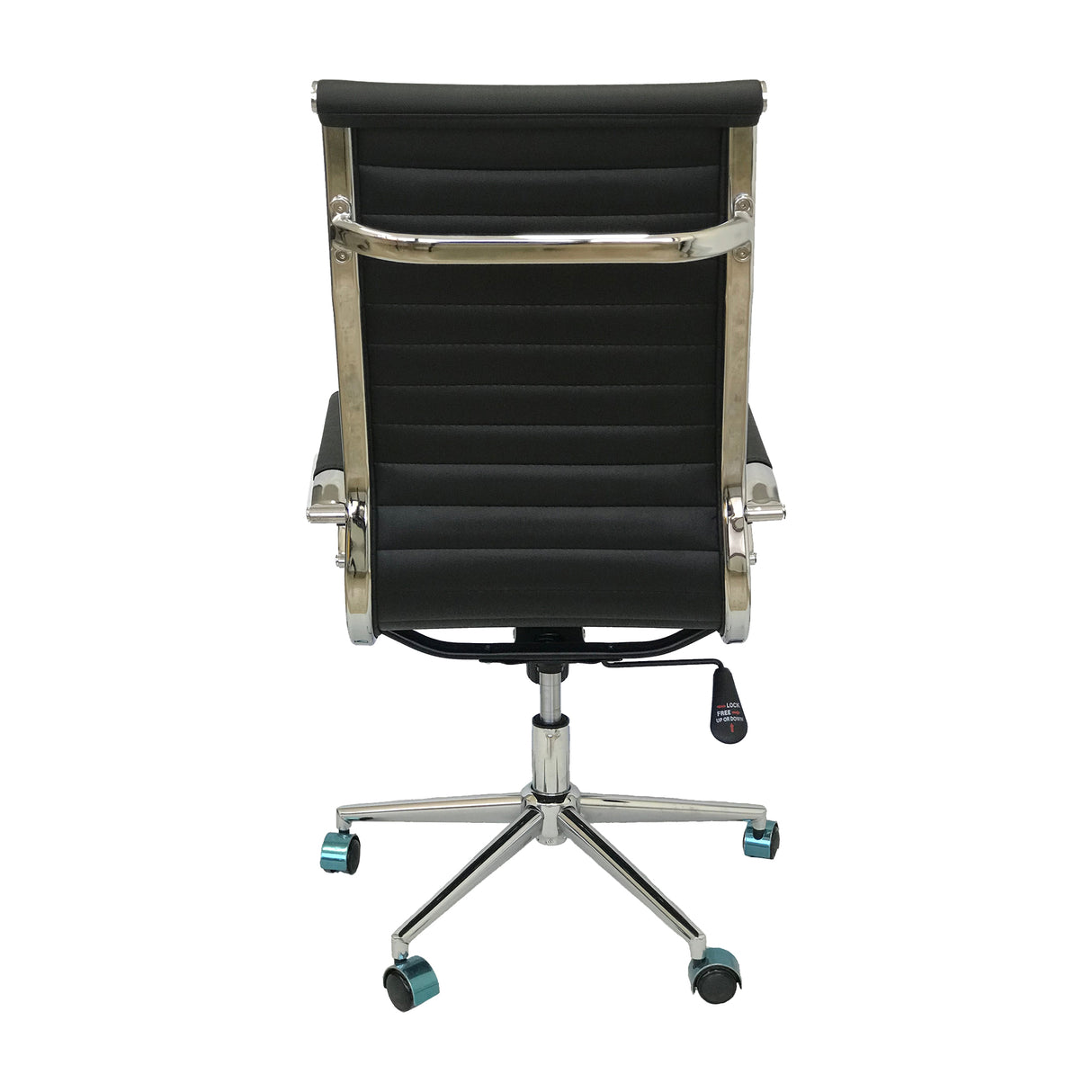 Silla de Oficina Alta Esterilla Negro Cuero Ecológico 61x46.5cm Reclinable y Giratoria con Ruedas - SILLAS DE OFICINA | Bylmo