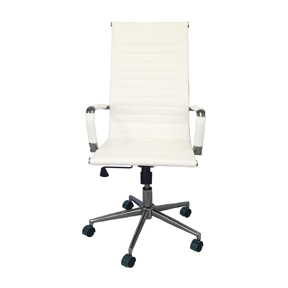 Set x 2 Sillas de Oficina Alta Esterilla Blanco 61x46.5cm Reclinable y Giratoria con Ruedas - SILLAS DE OFICINA | Bylmo
