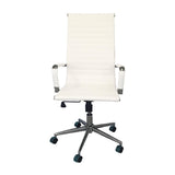 Set x 2 Sillas de Oficina Alta Esterilla Blanco 61x46.5cm Reclinable y Giratoria con Ruedas - SILLAS DE OFICINA | Bylmo