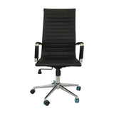 Set x 2 Sillas de Oficina Alta Esterilla Negro 61x46.5cm Reclinable y Giratoria con Ruedas - SILLAS DE OFICINA | Bylmo