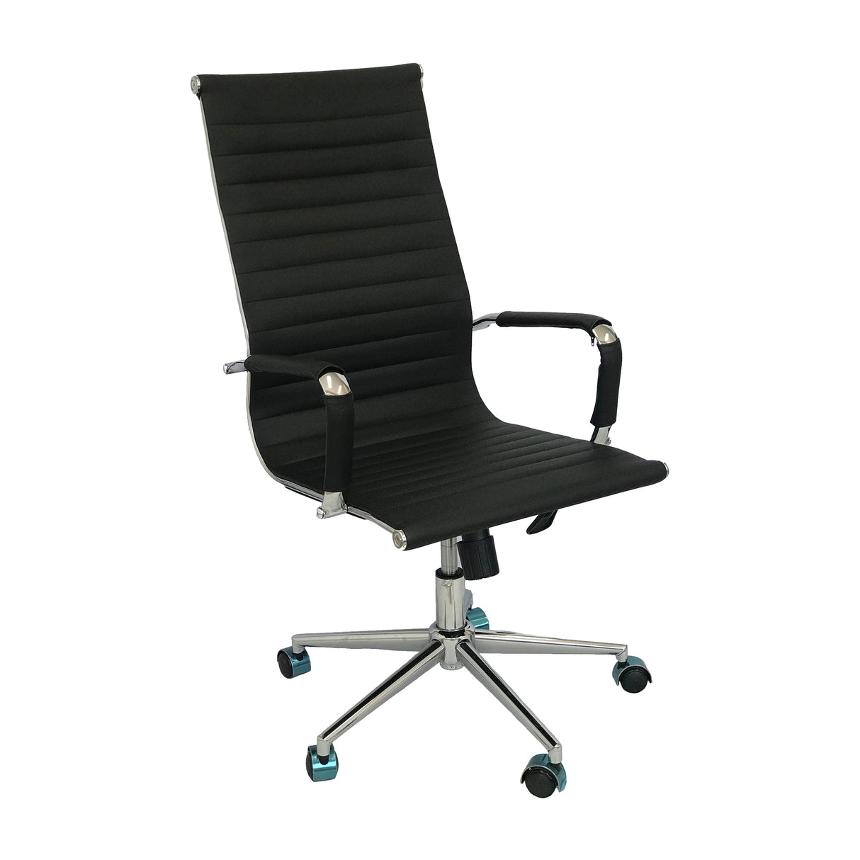 Set x 2 Sillas de Oficina Alta Esterilla Negro 61x46.5cm Reclinable y Giratoria con Ruedas - SILLAS DE OFICINA | Bylmo