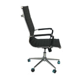 Set x 2 Sillas de Oficina Alta Esterilla Negro 61x46.5cm Reclinable y Giratoria con Ruedas - SILLAS DE OFICINA | Bylmo