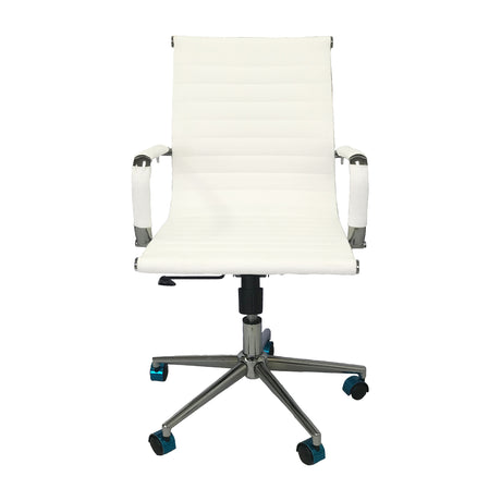 Silla de Oficina Esterilla Blanco 61x46.5cm Reclinable y Giratoria con Ruedas - SILLAS DE OFICINA | Bylmo